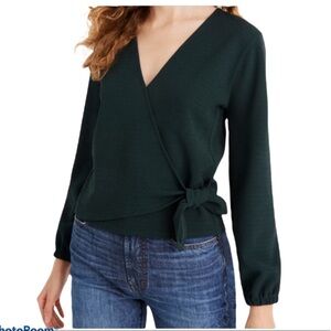 Madewell Texture & Thread Green Wrap Top size Small